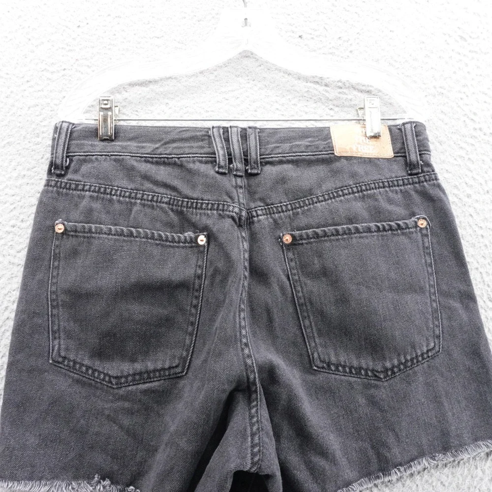 We The Free Free People Raw Hem‎ Denim Cutoff Shorts 31 Black Womens Button Fly